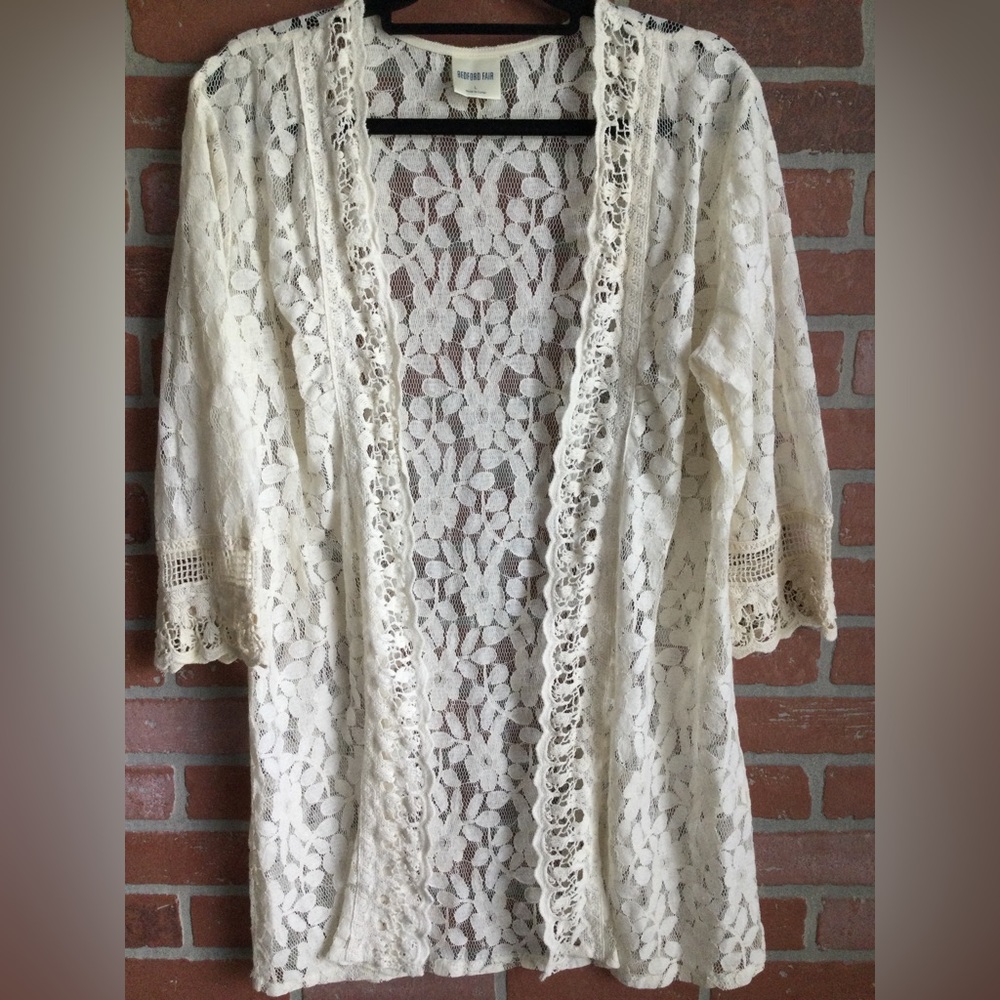 BEDFORD FAIR Lace Cardigan size L